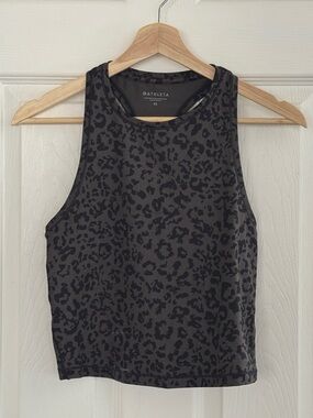 Athleta Black and Gray Leopard-Print Performance Tank